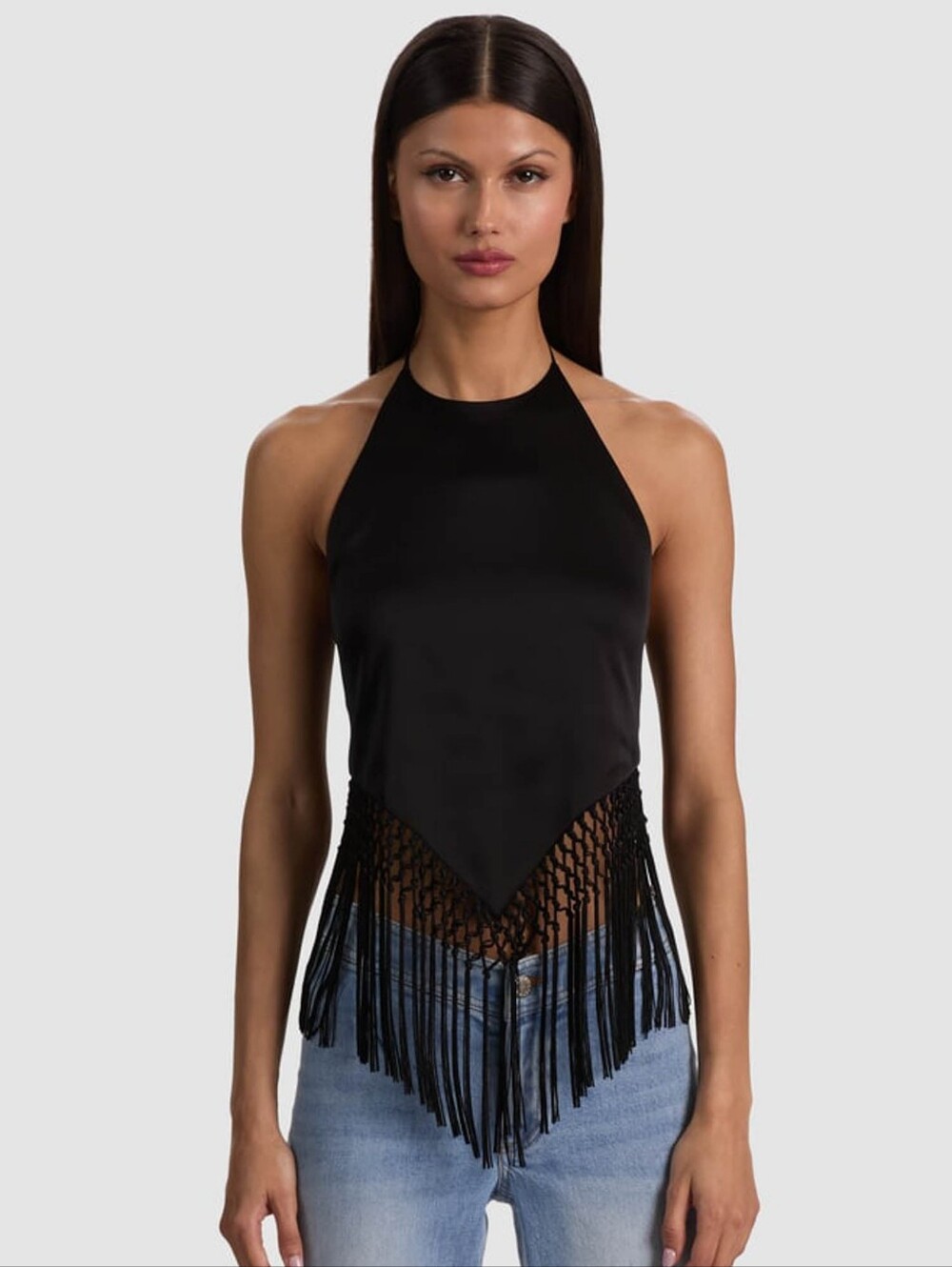 NWOT Alice + Olivia Greta Fringe Handkerchief Top